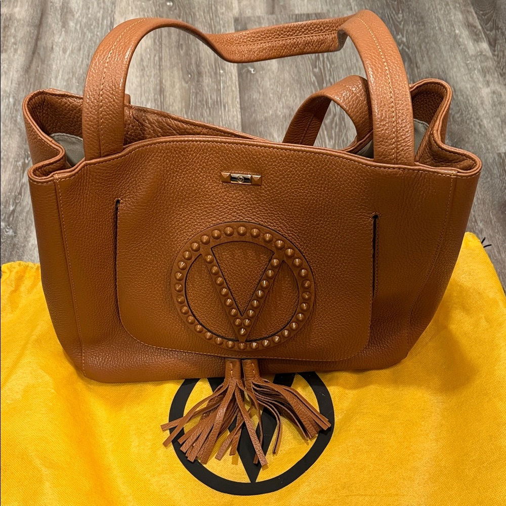 Valentino Brown Leather Tote with Tassel